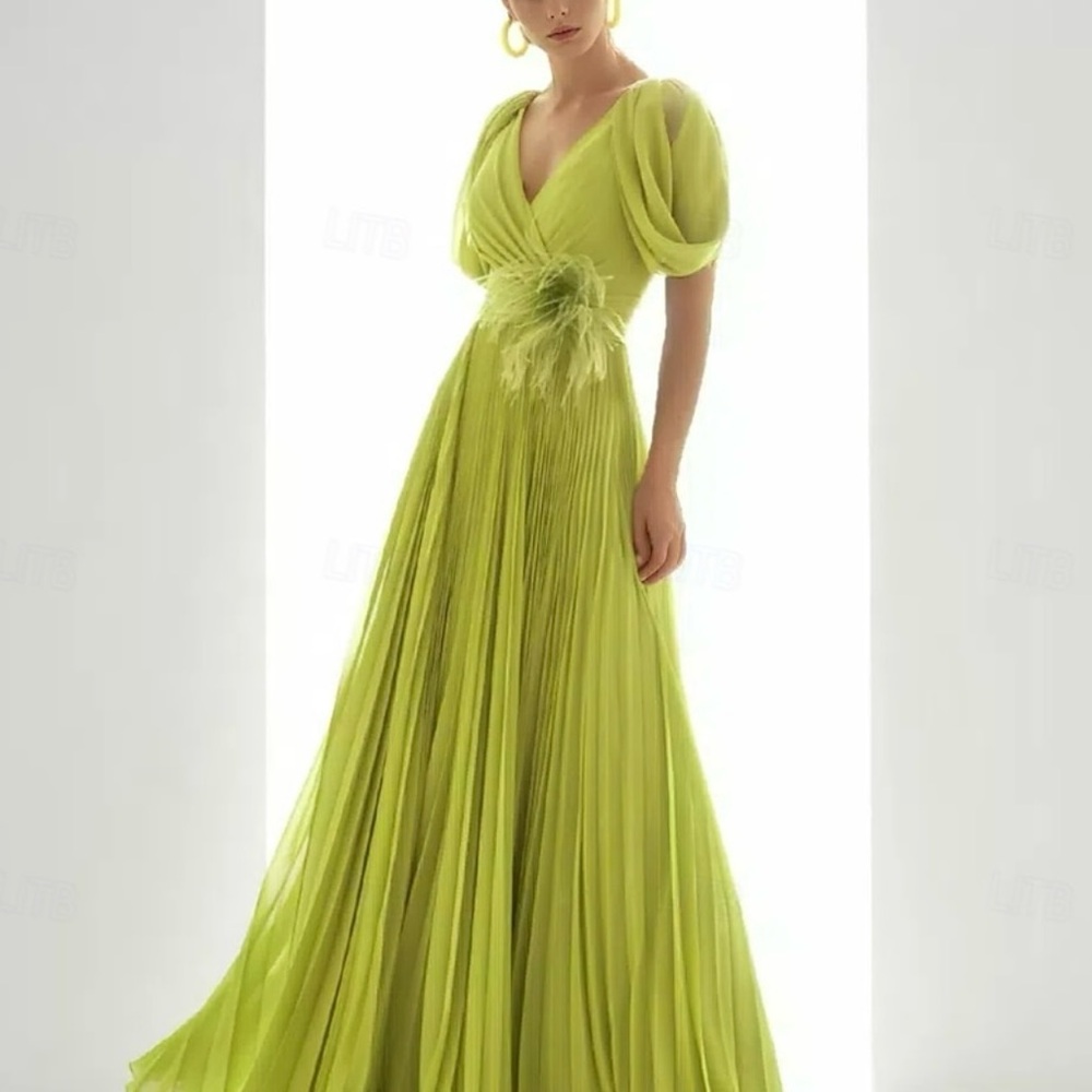 NWT Elegant Lime Green Evening Gown